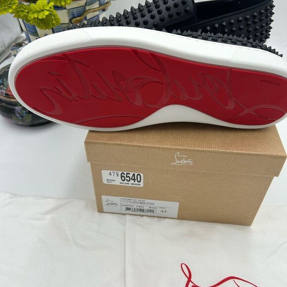 Men's Christian Louboutin spike boat flat sneaker size 44 made in Italy - Picture 7 of 11